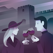 Vinícola Borgo: winery post card/poster. Traditional illustration, Fine Arts, Poster Design, Digital Illustration, Advertising, T, and pograph project by Roberto Colombo - 07.02.2021
