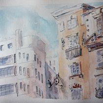 My project in Architectural Sketching with Watercolor and Ink course. Sketching, Drawing, Watercolor Painting, Architectural Illustration, Sketchbook & Ink Illustration project by katekeane70 - 07.04.2021