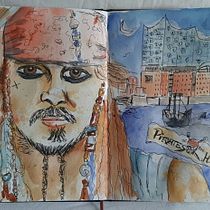 Mein Kursprojekt: Aquarellsketching: Drück deine Ideen aus . Traditional illustration, Sketching, Creativit, Drawing, Watercolor Painting, and Sketchbook project by silke.neuschaefer - 07.07.2021