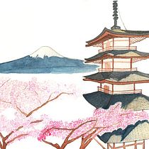 My project in Watercolor Illustration with Japanese Influence course. Ilustração tradicional, Desenho, e Pintura em aquarela projeto de Anna W - 06.07.2021