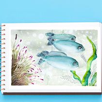 My project in Marine Universe Illustration in Watercolor course. Un projet de Illustration traditionnelle, Peinture, Aquarelle et Illustration naturaliste de lucie_maisonneuve - 08.07.2021