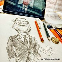 Mein Kursprojekt: Karikaturporträt mit Graphit. Ilustração tradicional, Desenho, e Desenho de retrato projeto de Christina Siffert - 08.07.2021