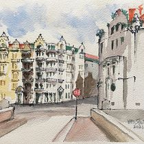 My project in Architectural Sketching with Watercolor and Ink course. Sketching, Drawing, Watercolor Painting, Architectural Illustration, Sketchbook & Ink Illustration project by wenshuw - 07.09.2021