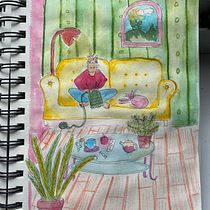 Mon projet du cours : Carnet de croquis pour explorer votre style de dessin. Traditional illustration, Sketching, Creativit, Drawing, Watercolor Painting, Sketchbook, and Gouache Painting project by Louise Robert - 07.08.2021