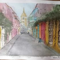 Mi primer paisaje en acuarela: Cartagena de Indias- Colombia. Un projet de Beaux Arts, Aquarelle et Illustration architecturale de Sebastián Camilo Leal Daza - 10.07.2021