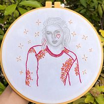 Mi Proyecto del curso: Estampación y bordado de retratos realistas. Embroider, and Fiber Arts project by thaniamillans - 07.10.2021