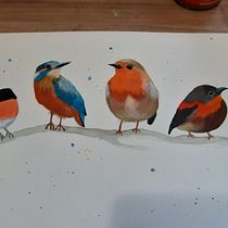 Mi Proyecto del curso: Acuarela artística para ilustración de aves. Traditional illustration, Watercolor Painting, Realistic Drawing, and Naturalistic Illustration project by kenita3mendez - 07.11.2021