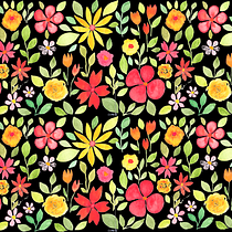 Mein Kursprojekt: Blumenmuster mit strahlenden Aquarellfarben. Traditional illustration, Pattern Design, Watercolor Painting, and Botanical Illustration project by Catalina Behrens - 07.11.2021