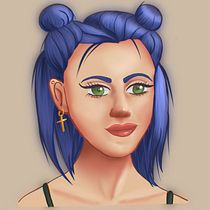 My project in Female Character Portraits in Procreate course. Projekt z dziedziny Trad, c, jna ilustracja, Ilustracja c, frowa, R, sunek c i frow użytkownika Vendula Gresova - 12.06.2021