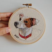 needle painting // dog. Embroider, and Naturalistic Illustration project by Gisele Camera - 07.12.2021