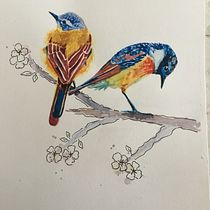 Mi Proyecto del curso: Acuarela artística para ilustración de aves. Traditional illustration, Watercolor Painting, Realistic Drawing, and Naturalistic Illustration project by Carolina Petzold Maldonado - 07.13.2021