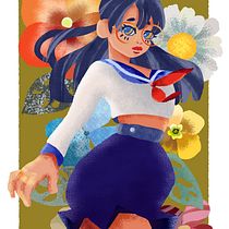 School Girl. Traditional illustration, Digital Illustration, and Digital Painting project by Daniela Moran - 07.13.2021