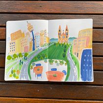 My project in Pictorial Sketchbook with Gouache course. Traditional illustration, Sketching, Drawing, Architectural Illustration, Sketchbook, and Gouache Painting project by klraison - 07.15.2021