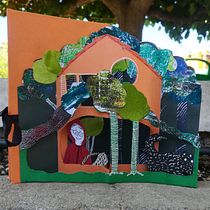Pequeño diorama del mar/   una caperucita roja diferente. Een project van Traditionele illustratie, Redactioneel ontwerp, Papercraft, Stor, telling,  Boekbinding, Kinderillustratie, DIY y Verhaallijn van Emma Ribera - 15.07.2021