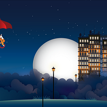Travel To Moon City. Un proyecto de Ilustración tradicional, Ilustración vectorial, Ilustración digital e Ilustración editorial de Nabeel Abdul Hameed - 14.07.2021