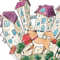Happy dog. Traditional illustration, Fine Arts, Painting, Pencil Drawing, Drawing, Watercolor Painting, Narrative, and Children's Illustration project by Claudia T. - 07.15.2021