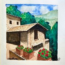 My project in Watercolor Travel Journal course. Traditional illustration, Watercolor Painting, Architectural Illustration, and Sketchbook project by Deborah Pascoe - 07.23.2021