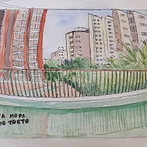 Meu projeto do curso: Urban Sketching: expresse o seu mundo com uma nova perspectiva. Un projet de Illustration traditionnelle, Esquisse , Dessin, Aquarelle, Illustration architecturale , et Carnet de croquis de berthatb - 15.07.2021