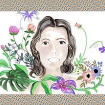 Meu projeto do curso: Retrato ilustrado com elementos botânicos. Un progetto di Illustrazione tradizionale, Illustrazione digitale, Illustrazione botanica e Disegno digitale di Adalgisa Helena Gomes de Matos - 14.07.2021