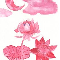 Mon projet du cours : Techniques modernes d’aquarelle lotus monochrome. Un progetto di Illustrazione tradizionale, Belle arti, Pittura e Pittura ad acquerello di Virginie Brun - 16.07.2021