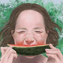 Watermelon . Traditional illustration, Drawing, Digital Illustration, Portrait Drawing, Digital Drawing, and Digital Painting project by Adele Kühle-Hansen - 07.16.2021