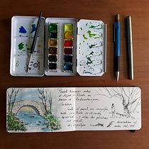 El puente romano de Riaño. Traditional illustration, Watercolor Painting, Architectural Illustration, and Sketchbook project by Alfonso Sánchez Frutos - 07.16.2021