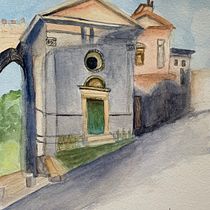 My project in Architectural Sketching with Watercolor and Ink course. Sketching, Drawing, Watercolor Painting, Architectural Illustration, Sketchbook & Ink Illustration project by Linda MacIntosh - 07.16.2021