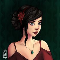 My project in Female Character Portraits in Procreate course. Projekt z dziedziny Trad, c, jna ilustracja, Ilustracja c, frowa, R, sunek c i frow użytkownika Shay - 15.07.2021