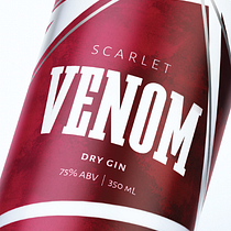 Scarlet Venom - Dry Gin. Een project van  Ontwerp, Packaging y Productontwerp van Harshita Gupta - 17.07.2021