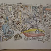 My Brother's Happy Place. Traditional illustration, Sketching, Pencil Drawing, Drawing, Watercolor Painting, Sketchbook & Ink Illustration project by Kathy LoCurto - 07.16.2021
