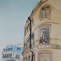 Guitarrada in Matosinhos Portugal. Sketching, Watercolor Painting, and Architectural Illustration project by rita_brg - 07.17.2021