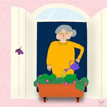 Nana sees a butterfly!. Traditional illustration, Character Design, Character Animation, 2D Animation, Digital Illustration, and Digital Drawing project by Maral Kosari - 07.20.2021