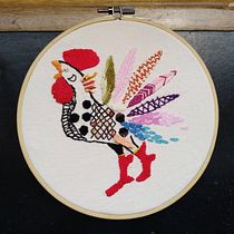 Técnicas de bordado: ilustrando con hilo y aguja. El gallo.. Un projet de Broderie de Caridad Botella - 23.07.2021