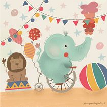 Elefante y circo animado.. Traditional illustration, Character Design, Character Animation, 2D Animation, Digital Illustration, and Digital Drawing project by Tamara Mentxaka - 07.25.2021