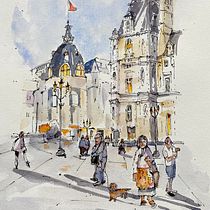 Mein Kursprojekt: Architektonische Zeichnung mit Aquarell und Tinte. Sketching, Drawing, Watercolor Painting, Architectural Illustration, Sketchbook & Ink Illustration project by Stefanie Frank - 07.26.2021