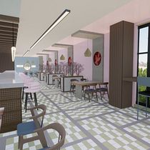 MOCHI RESTAURANT - By Gabriela Amell. Projekt z dziedziny Architektura wnętrz, Projektowanie wnętrz, Dekoracja wnętrz, Projektowanie powierzchni h, low i ch użytkownika Gabriela Amell - 26.07.2021