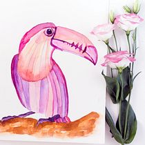 Tucan. Traditional illustration, Fine Arts, Watercolor Painting, and Naturalistic Illustration project by Anna Grabowska-Krupa - 07.27.2021