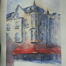 My project in Architectural Sketching with Watercolor and Ink course. Sketching, Drawing, Watercolor Painting, Architectural Illustration, Sketchbook & Ink Illustration project by maddie823 - 07.27.2021