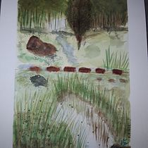 Mon projet du cours : Paysages naturels à l’aquarelle. Projekt z dziedziny  Sztuki piękne,  Malarstwo i Malowanie akwarelą użytkownika Josy Ane - 28.07.2021