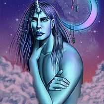 My project in Digital Fantasy Portraits with Photoshop course - "Unicorn Moon". Ilustração tradicional, Desenho, Ilustração digital, Desenho de retrato, Desenho digital, e Pintura digital projeto de Courtney McKeand - 29.07.2021