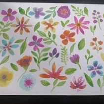 Mi Proyecto del curso: Estampados florales en acuarela con colores vibrantes. Traditional illustration, Pattern Design, Watercolor Painting, and Botanical Illustration project by Mel E. - 07.29.2021