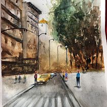 Mi Proyecto del curso: Paisajes urbanos en acuarela. Un projet de Aquarelle, Beaux Arts et Illustration architecturale de aurorarm - 30.07.2021