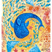 Fundo do Mar:  Técnicas mistas de ilustração: combine aquarela e Photoshop. Un proyecto de Ilustración tradicional, Ilustración digital, Pintura a la acuarela y Dibujo digital de Nayara Gonçalves - 02.08.2021