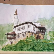 The Quiet Nest Palace. Sketching, Drawing, Watercolor Painting, Architectural Illustration, Sketchbook & Ink Illustration project by ioanaciuciulica_1 - 08.06.2021