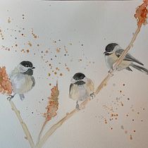 My project in Artistic Watercolor Techniques for Illustrating Birds course (watercolours based on photos of chickadees by Patrice Bouchard posted to Unsplash). Traditional illustration, Watercolor Painting, Realistic Drawing, and Naturalistic Illustration project by Susan - 08.08.2021