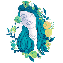 Mi Proyecto del curso: Retrato ilustrado con elementos botánicos. Un progetto di Illustrazione tradizionale, Illustrazione digitale, Illustrazione botanica e Disegno digitale di phavithra G - 05.08.2021