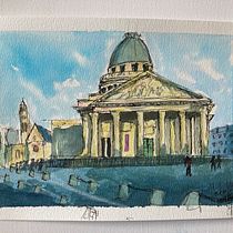 My project in Architectural Sketching with Watercolor and Ink course. Sketching, Drawing, Watercolor Painting, Architectural Illustration, Sketchbook & Ink Illustration project by Tee Kay - 08.10.2021