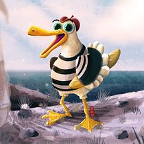 Monsieur Pathó at the beach. Traditional illustration, Character Design, Drawing, and Digital Illustration project by Michelle - 08.10.2021
