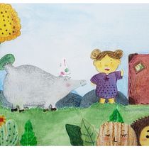 Meu projeto do curso: Ilustração narrativa infantil com técnicas mistas. Ilustração tradicional, Colagem, Desenho a lápis, Ilustração infantil, Narrativa, e Pintura guache projeto de Suzue Ogata - 14.08.2021