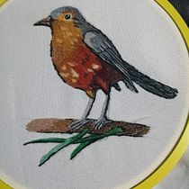 Mi Proyecto del curso: Pintar con hilo: técnicas de ilustración textil Mi zorzal. Ilustração tradicional, e Bordado projeto de Eldita Ojero - 15.08.2021